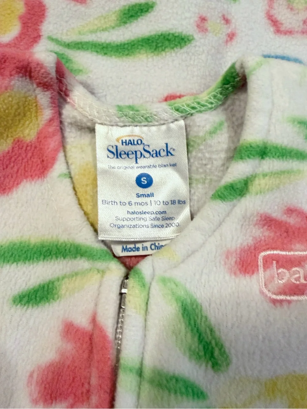 HALO SleepSack Wearable Blanket 0-6 Months Zipper Fleece Floral Multicolor
